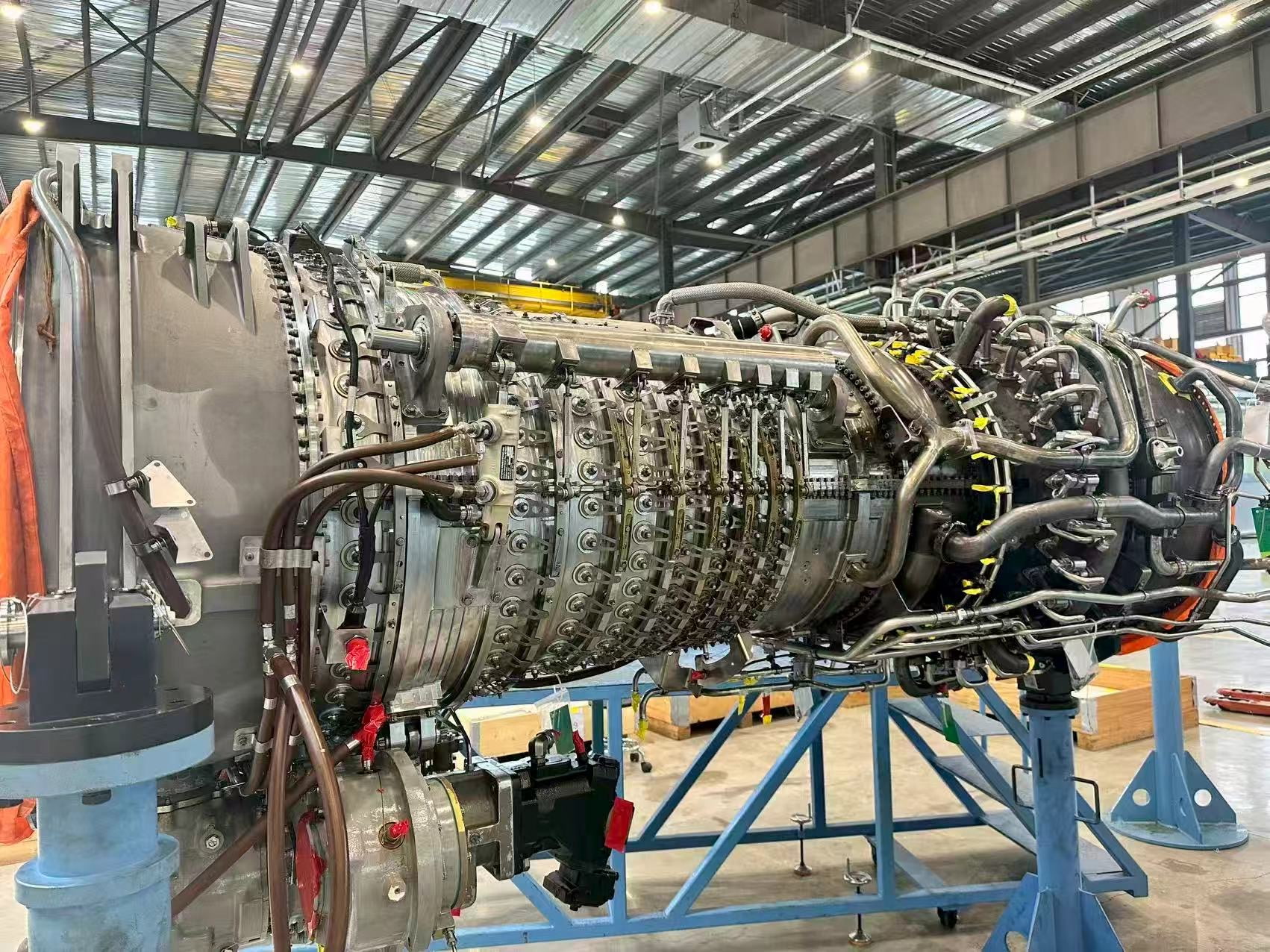 Industrial turbine equipment displayed in a facility